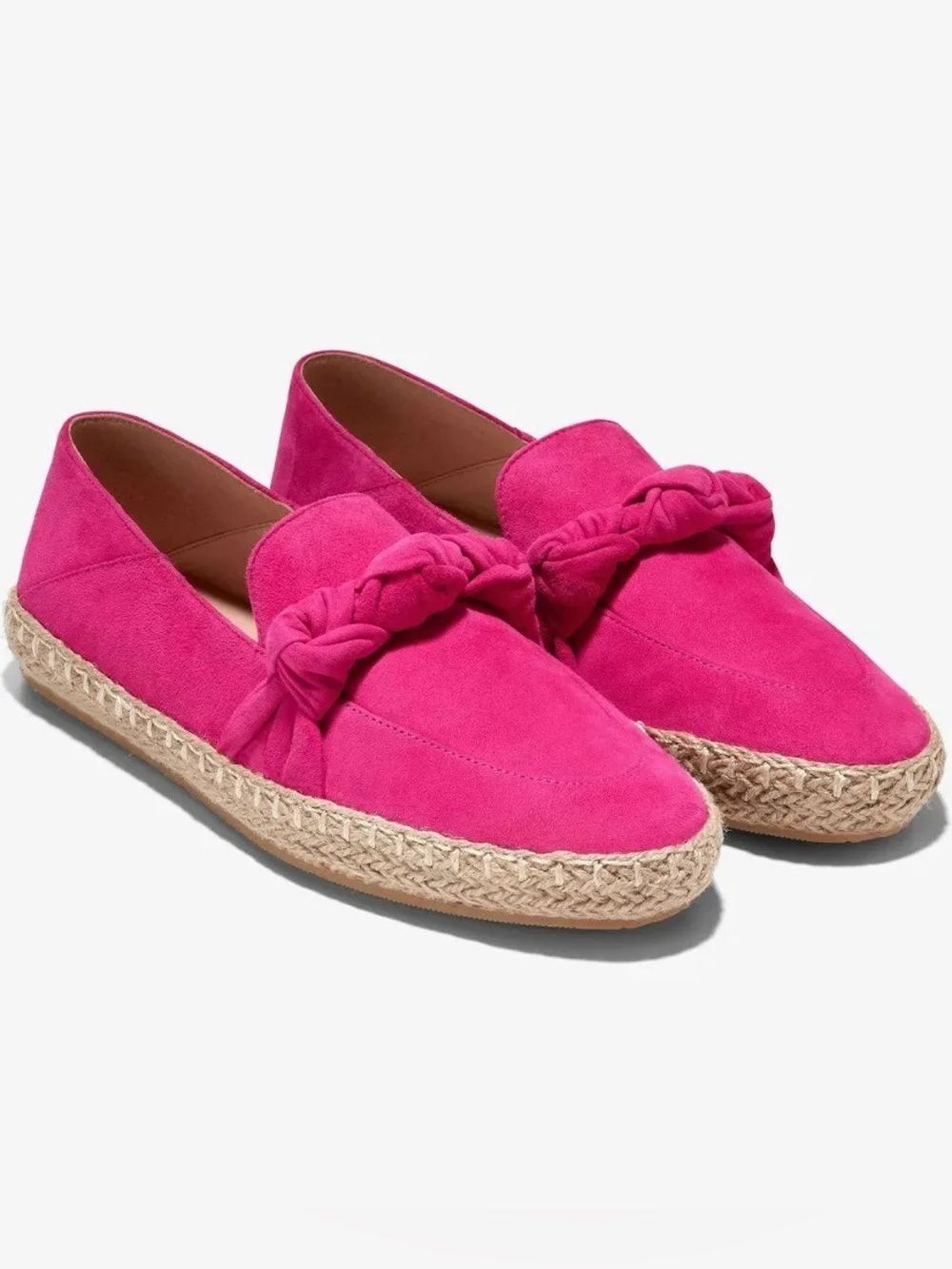 Cole Haan Pink Suede Cloudfeel Knotted Espadrille Suede Loafers Shoes Flats 8